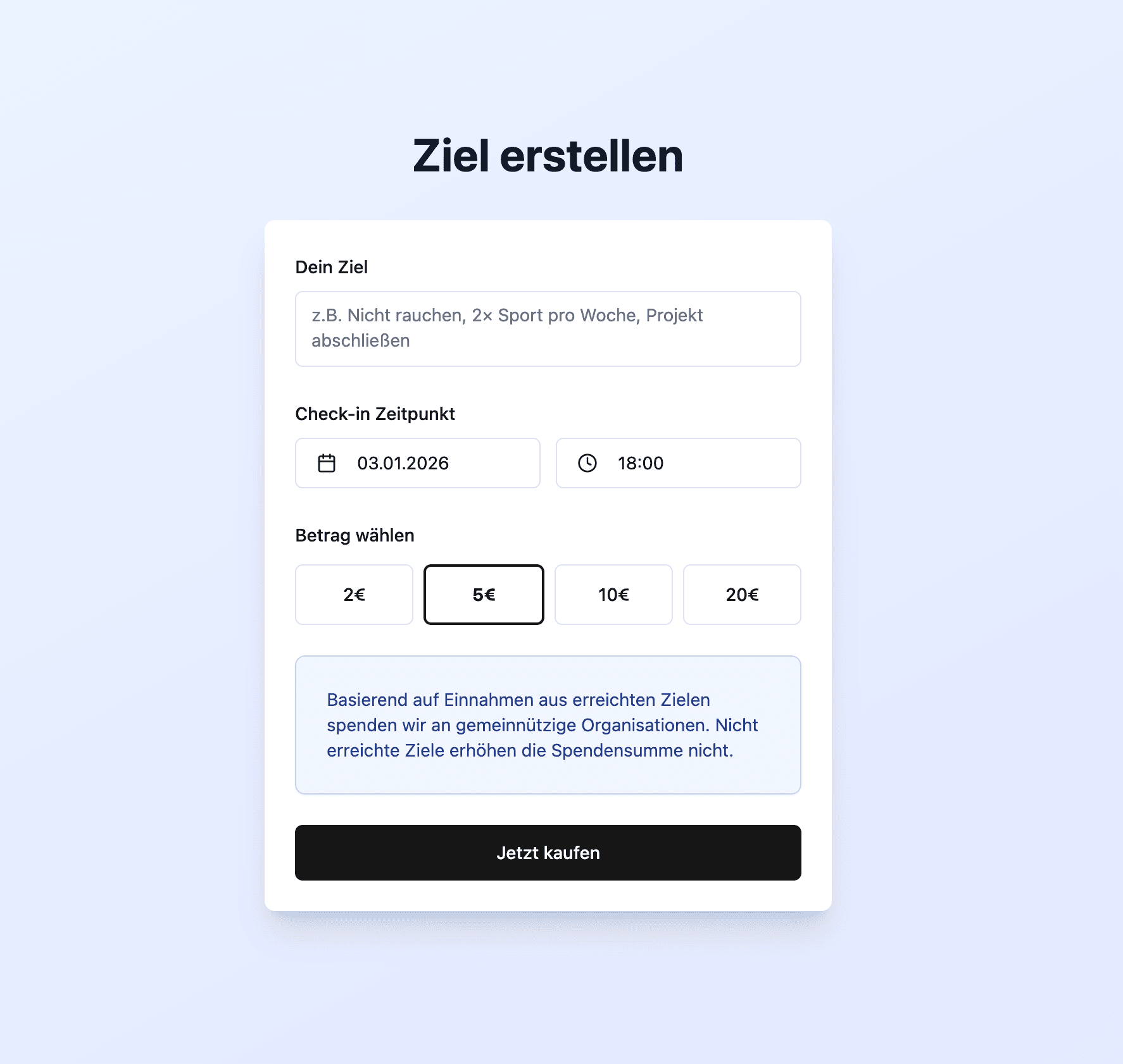 Ziel erstellen - Screenshot